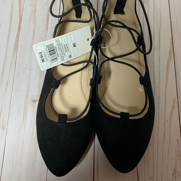 Cat & Jack Shoes Cat Jack Black Evita Lace Up Ballet Flats Poshmark